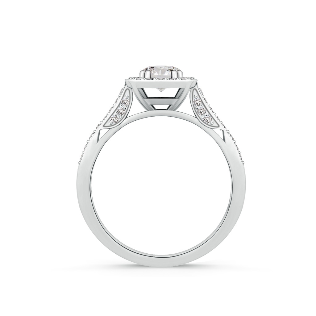 5mm IJI1I2 Round Diamond Cushion Halo Ring with Milgrain in White Gold Side-1