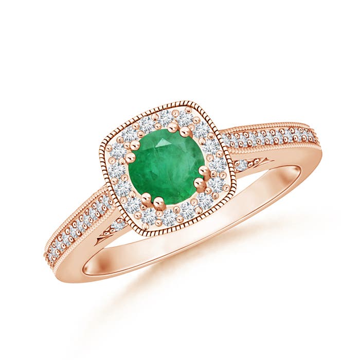 A - Emerald / 0.73 CT / 14 KT Rose Gold