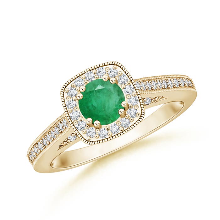 A - Emerald / 0.73 CT / 14 KT Yellow Gold