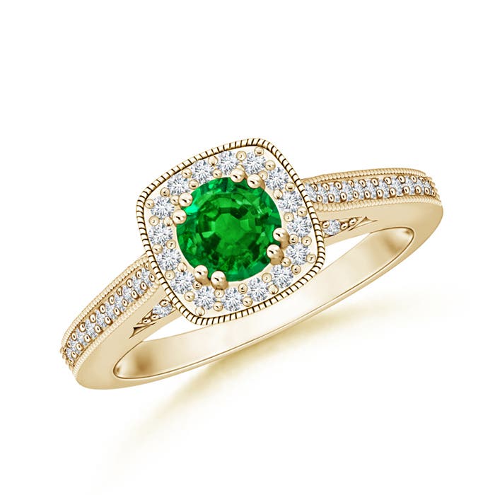 AAAA - Emerald / 0.73 CT / 14 KT Yellow Gold