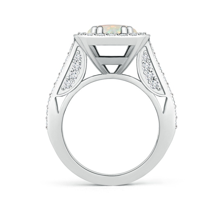 9.24x9.10x3.38mm AAA GIA Certified Round Opal Halo Ring with Milgrain in White Gold - side 199