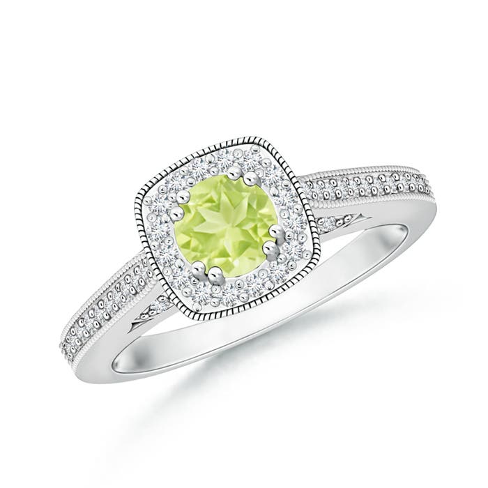 A - Peridot / 0.83 CT / 14 KT White Gold