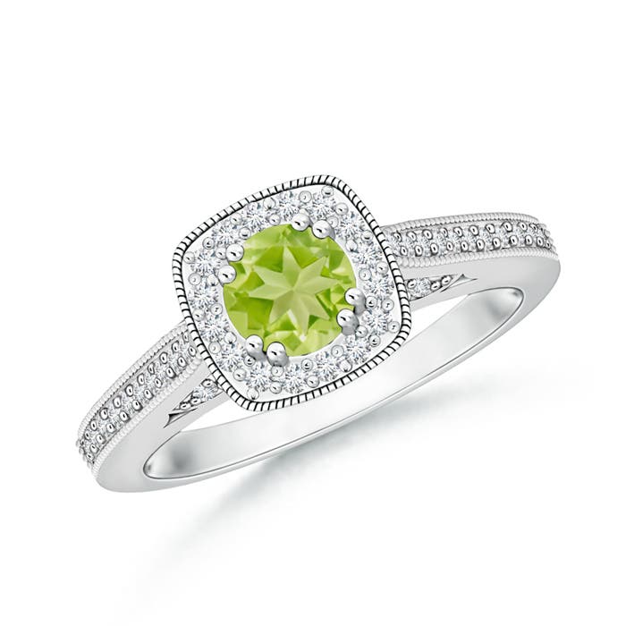 AA - Peridot / 0.83 CT / 14 KT White Gold