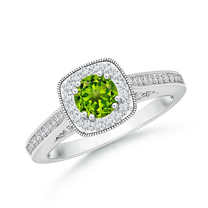 AAAA - Peridot / 0.83 CT / 14 KT White Gold