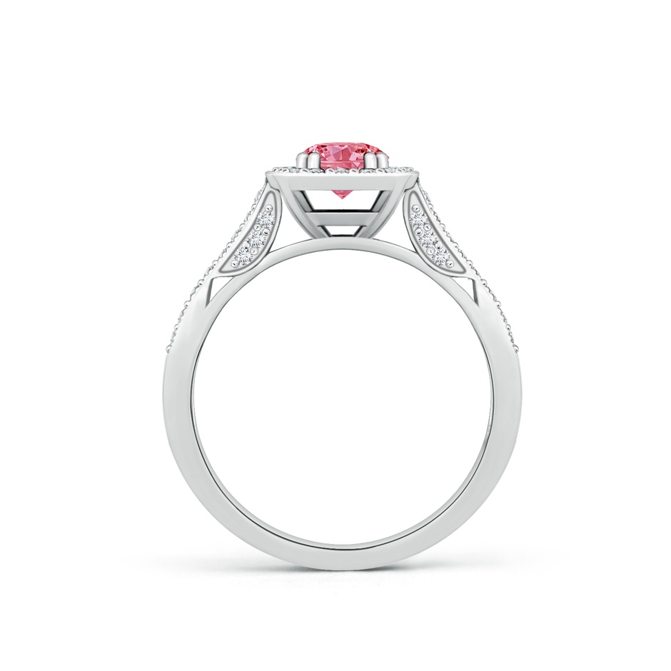 5mm AAAA Round Fancy Intense Pink Diamond Cushion Halo Ring with Milgrain in P950 Platinum side 199