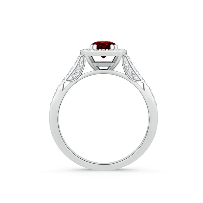 5mm AAAA Round Ruby Cushion Halo Ring with Milgrain in White Gold Product Image