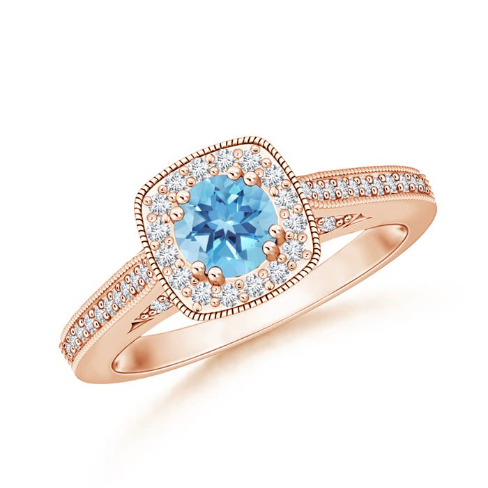 A - Swiss Blue Topaz / 0.88 CT / 14 KT Rose Gold