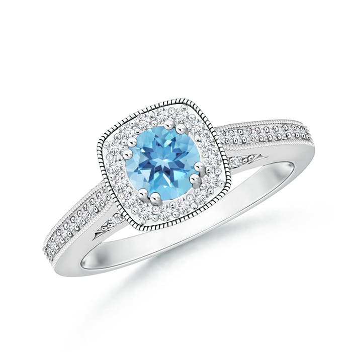 A - Swiss Blue Topaz / 0.88 CT / 14 KT White Gold