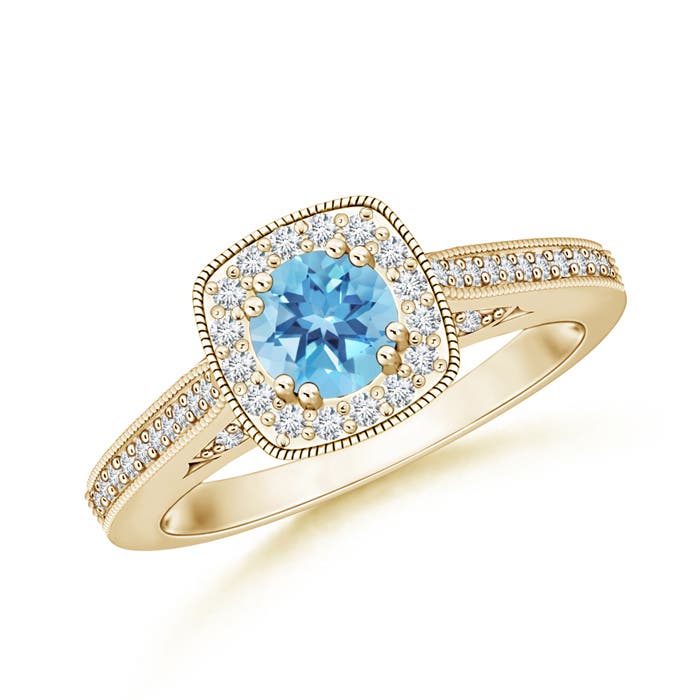 A - Swiss Blue Topaz / 0.88 CT / 14 KT Yellow Gold