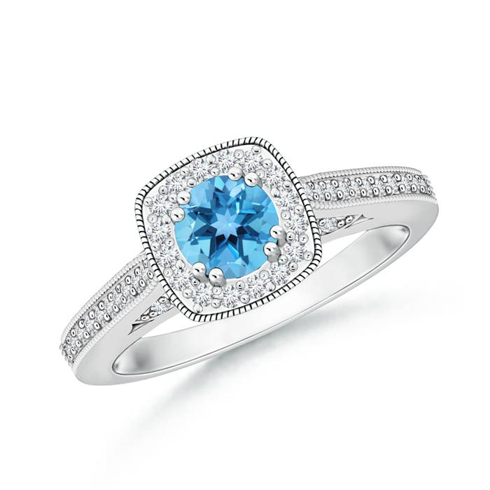 AA - Swiss Blue Topaz / 0.88 CT / 14 KT White Gold