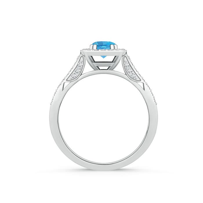 AA - Swiss Blue Topaz / 0.88 CT / 14 KT White Gold