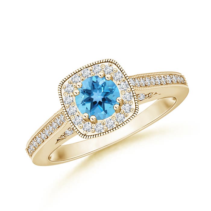 AA - Swiss Blue Topaz / 0.88 CT / 14 KT Yellow Gold