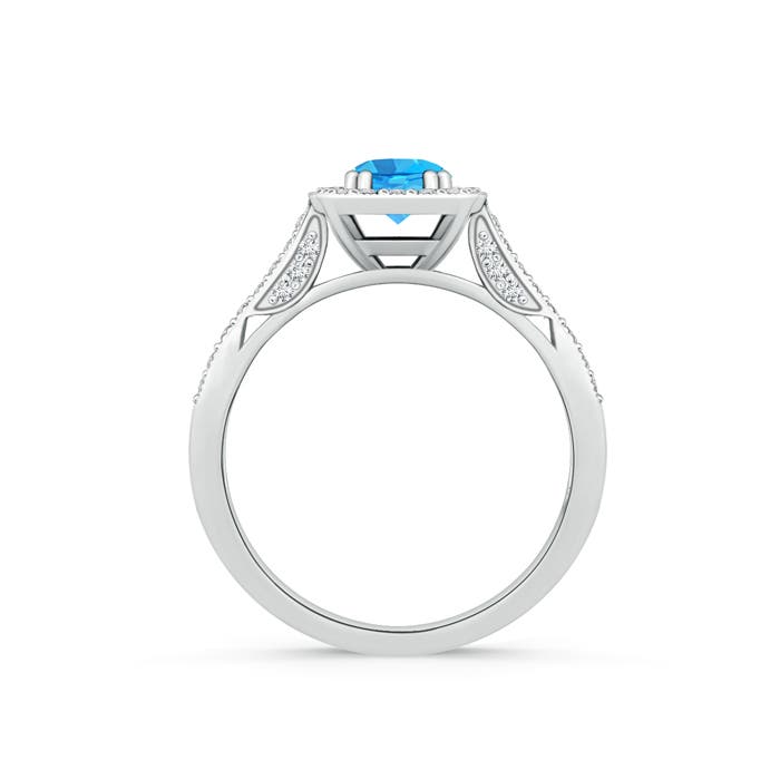 AAA - Swiss Blue Topaz / 0.88 CT / 14 KT White Gold