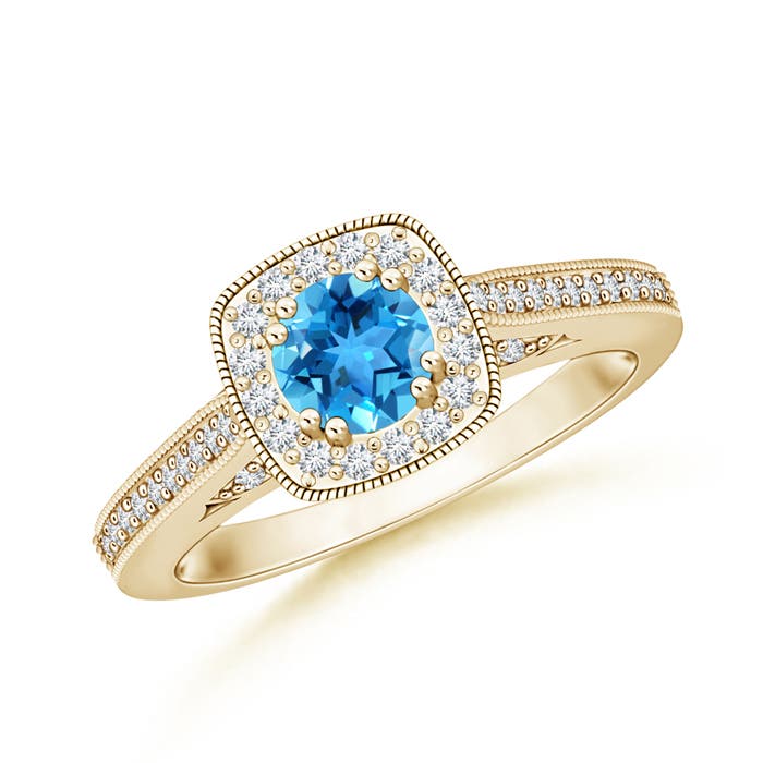 AAA - Swiss Blue Topaz / 0.88 CT / 14 KT Yellow Gold