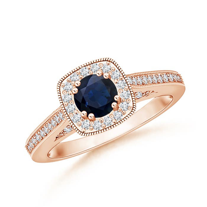 A - Blue Sapphire / 0.88 CT / 14 KT Rose Gold