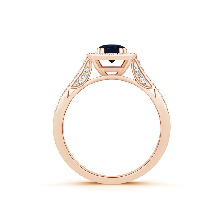 5mm A Round Sapphire Cushion Halo Ring with Milgrain in Rose Gold product image