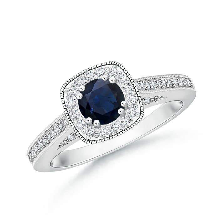 A - Blue Sapphire / 0.88 CT / 14 KT White Gold