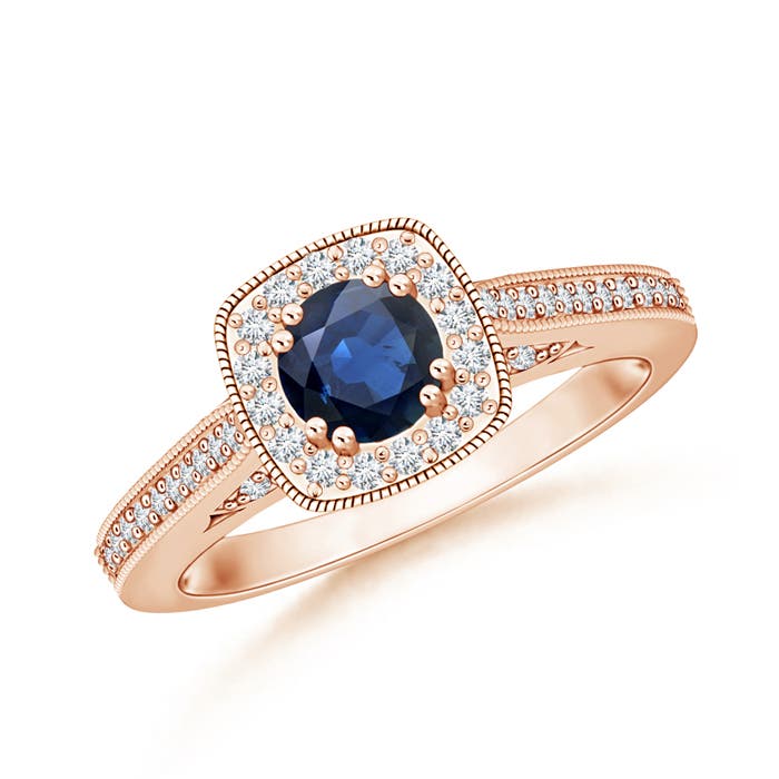 AA - Blue Sapphire / 0.88 CT / 14 KT Rose Gold