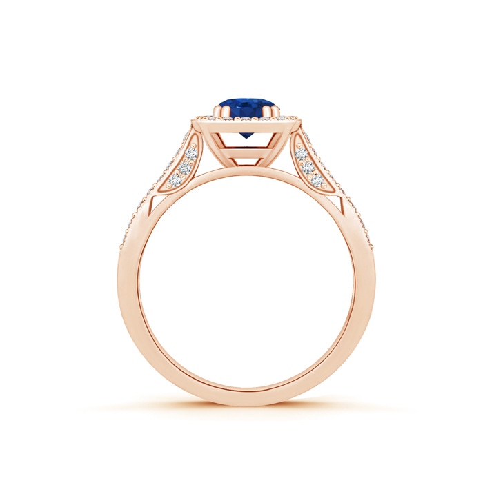 5mm AAA Round Sapphire Cushion Halo Ring with Milgrain in Rose Gold product image