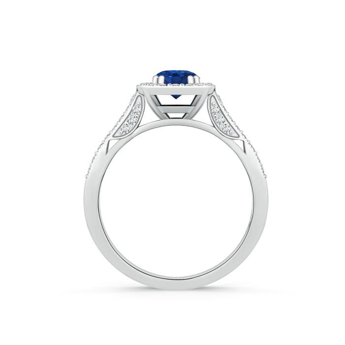 AAA - Blue Sapphire / 0.88 CT / 14 KT White Gold