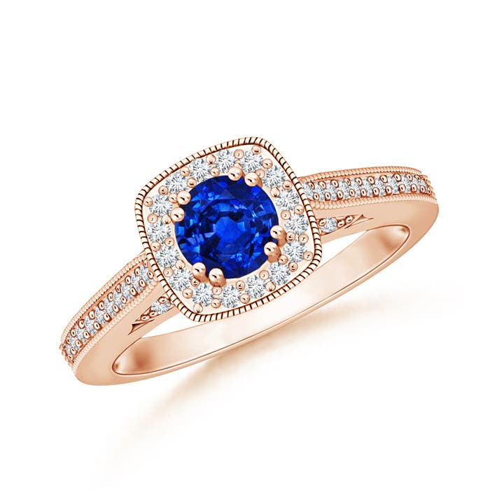 AAAA - Blue Sapphire / 0.88 CT / 14 KT Rose Gold