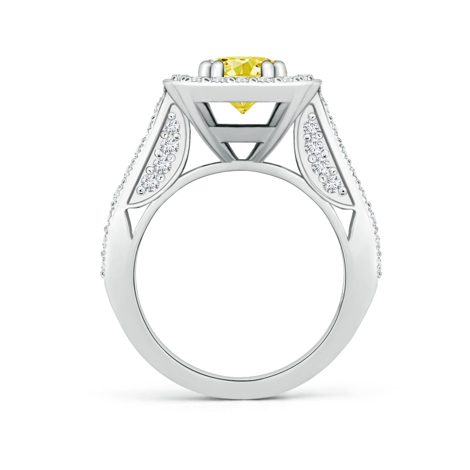7.2mm AAAA Round Fancy Intense Yellow Diamond Cushion Halo Ring with Milgrain in White Gold side 199