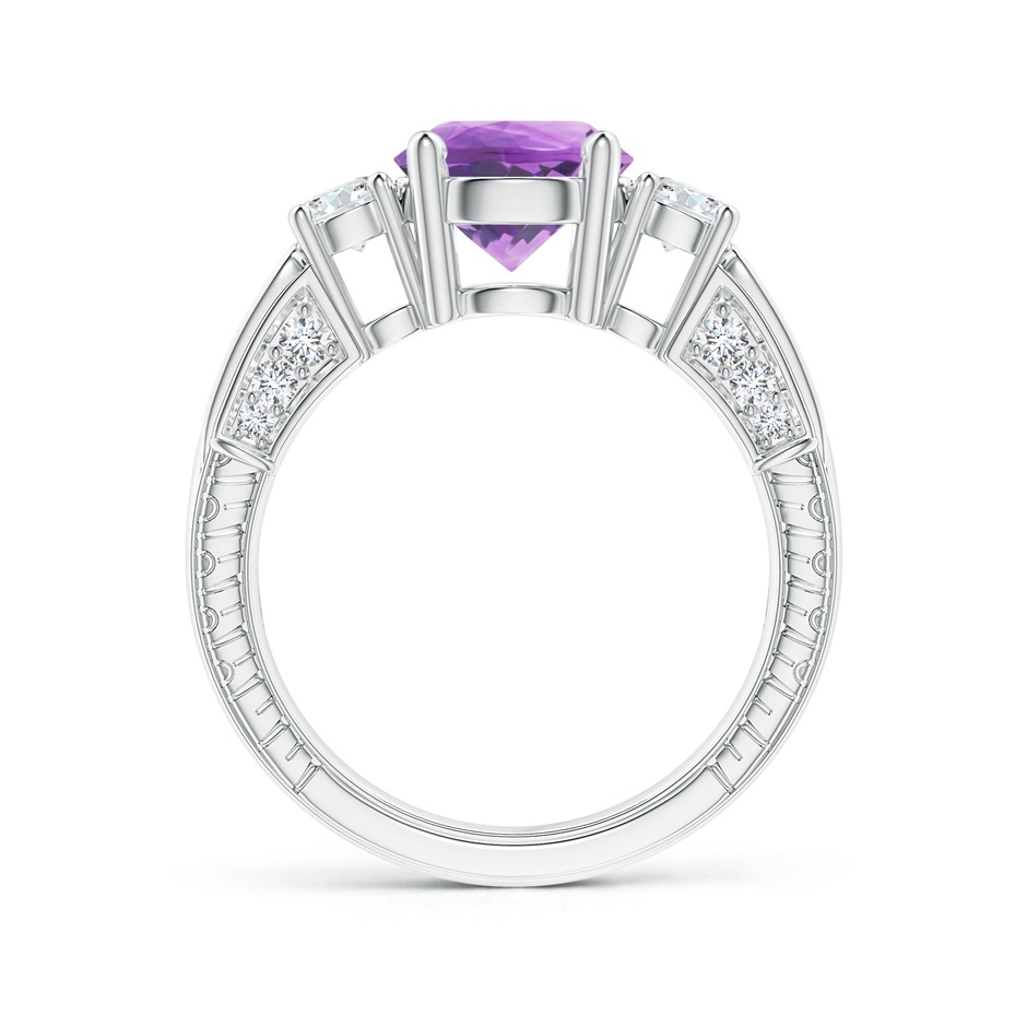 8mm A Three Stone Round Amethyst and Diamond Ring in White Gold side-1