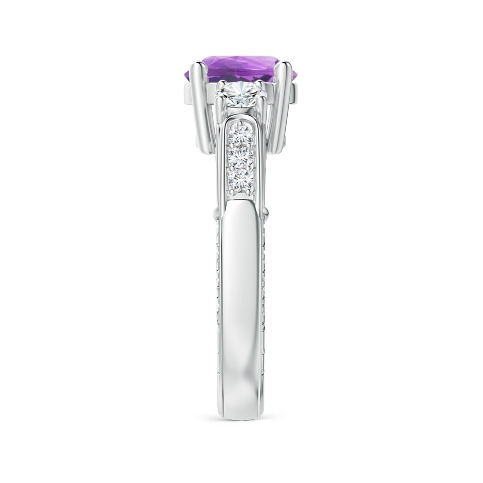 8mm A Three Stone Round Amethyst and Diamond Ring in White Gold side-2