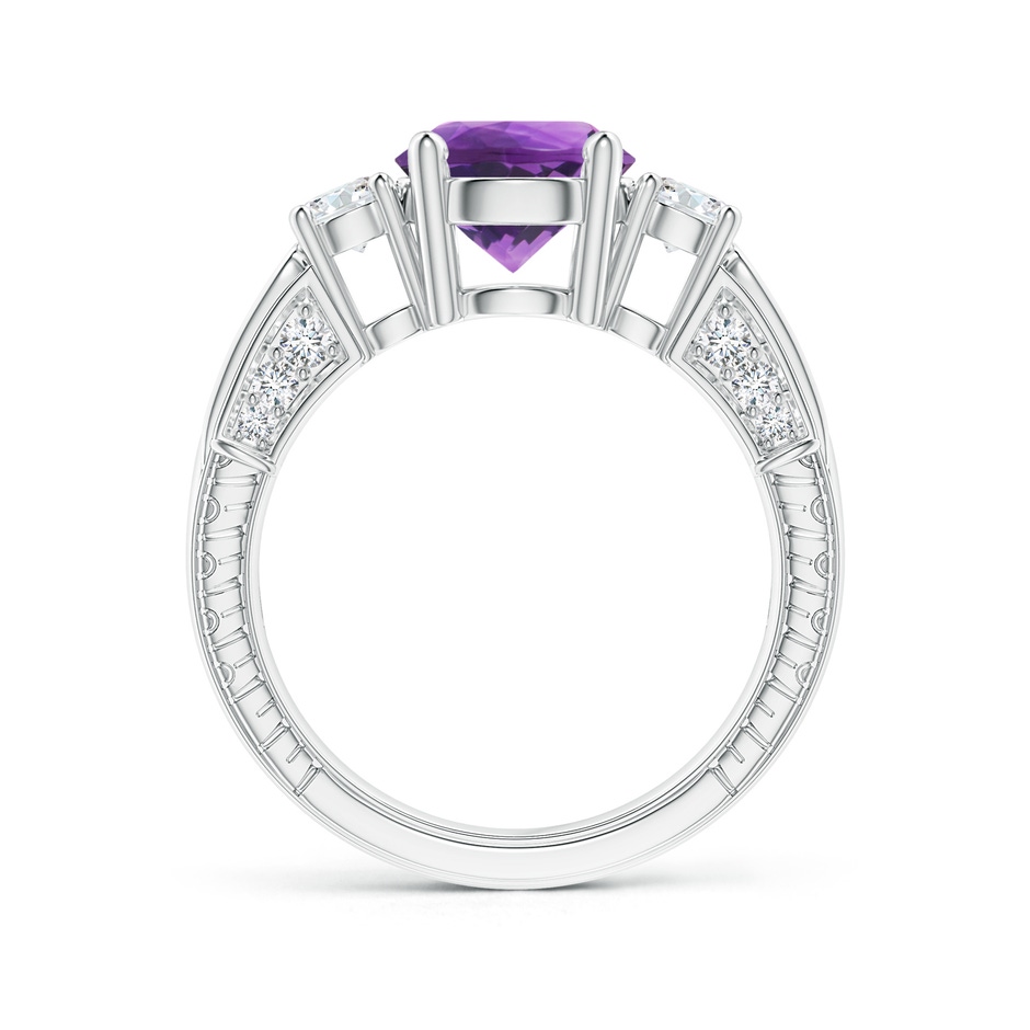 8mm AAA Three Stone Round Amethyst and Diamond Ring in P950 Platinum side-1