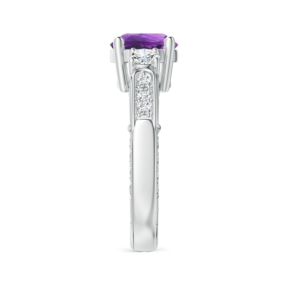 8mm AAA Three Stone Round Amethyst and Diamond Ring in P950 Platinum side-2