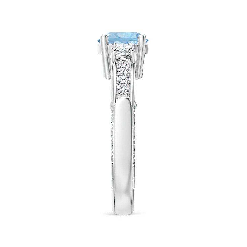 7mm AAA Three Stone Round Aquamarine and Diamond Ring in P950 Platinum side-2