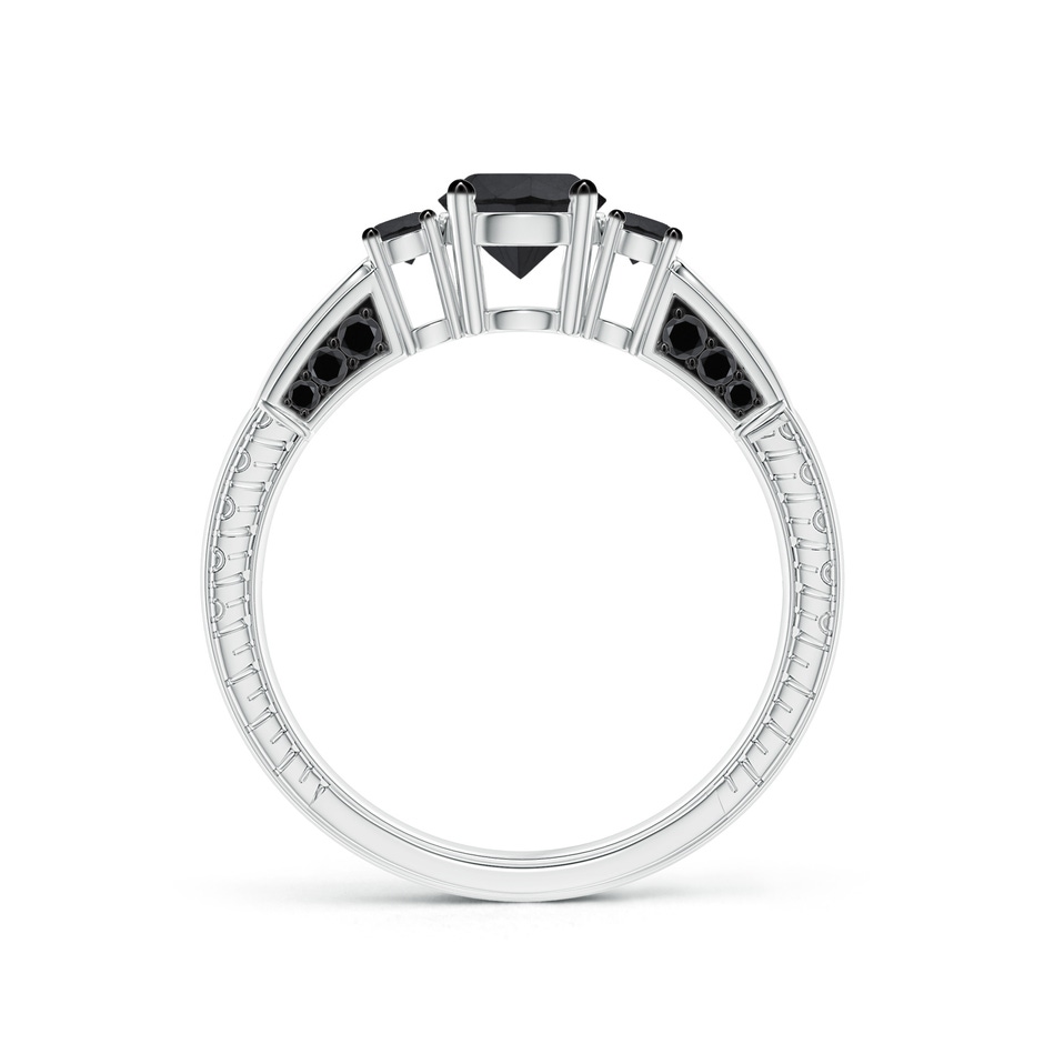 5.5mm AA Three Stone Round Black Diamond Ring in White Gold side-1