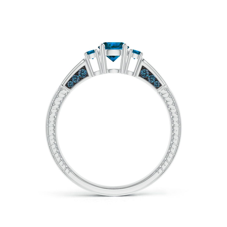4.7mm AAA Three Stone Round Blue Diamond Ring in P950 Platinum side-1