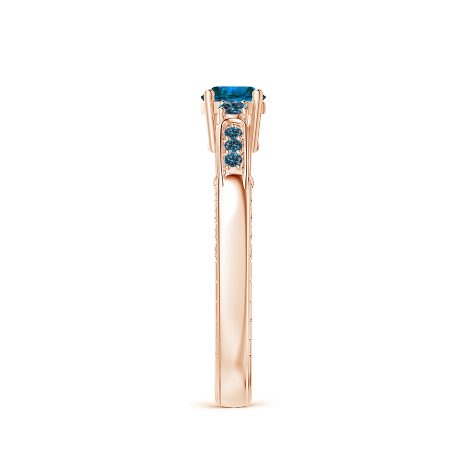 4.7mm AAA Three Stone Round Blue Diamond Ring in Rose Gold side-2