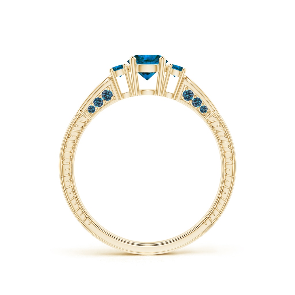 4.7mm AAA Three Stone Round Blue Diamond Ring in Yellow Gold - side_1