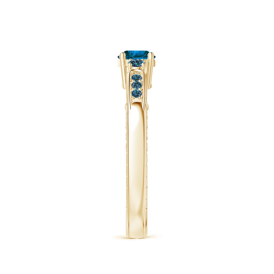 4.7mm AAA Three Stone Round Blue Diamond Ring in Yellow Gold side-2