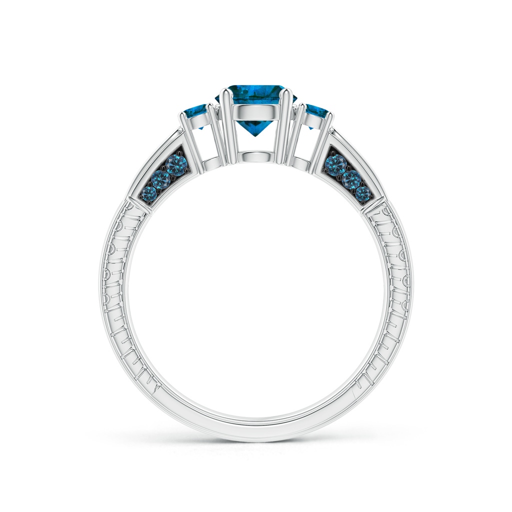 5.5mm AAA Three Stone Round Blue Diamond Ring in P950 Platinum - side_1