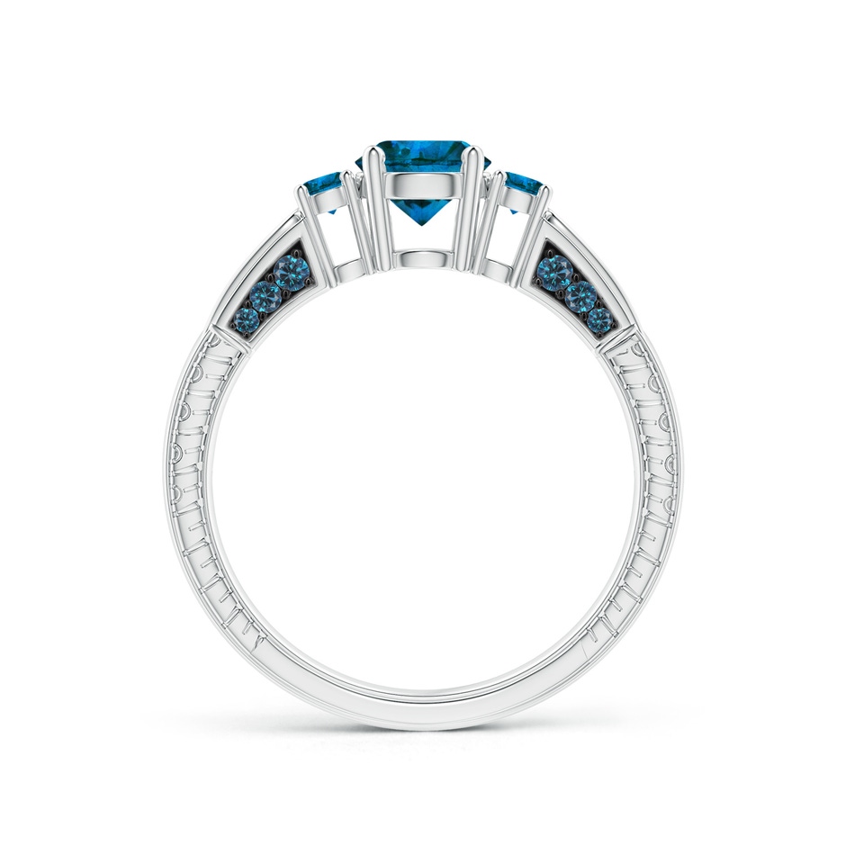 5.5mm AAA Three Stone Round Blue Diamond Ring in White Gold side-1