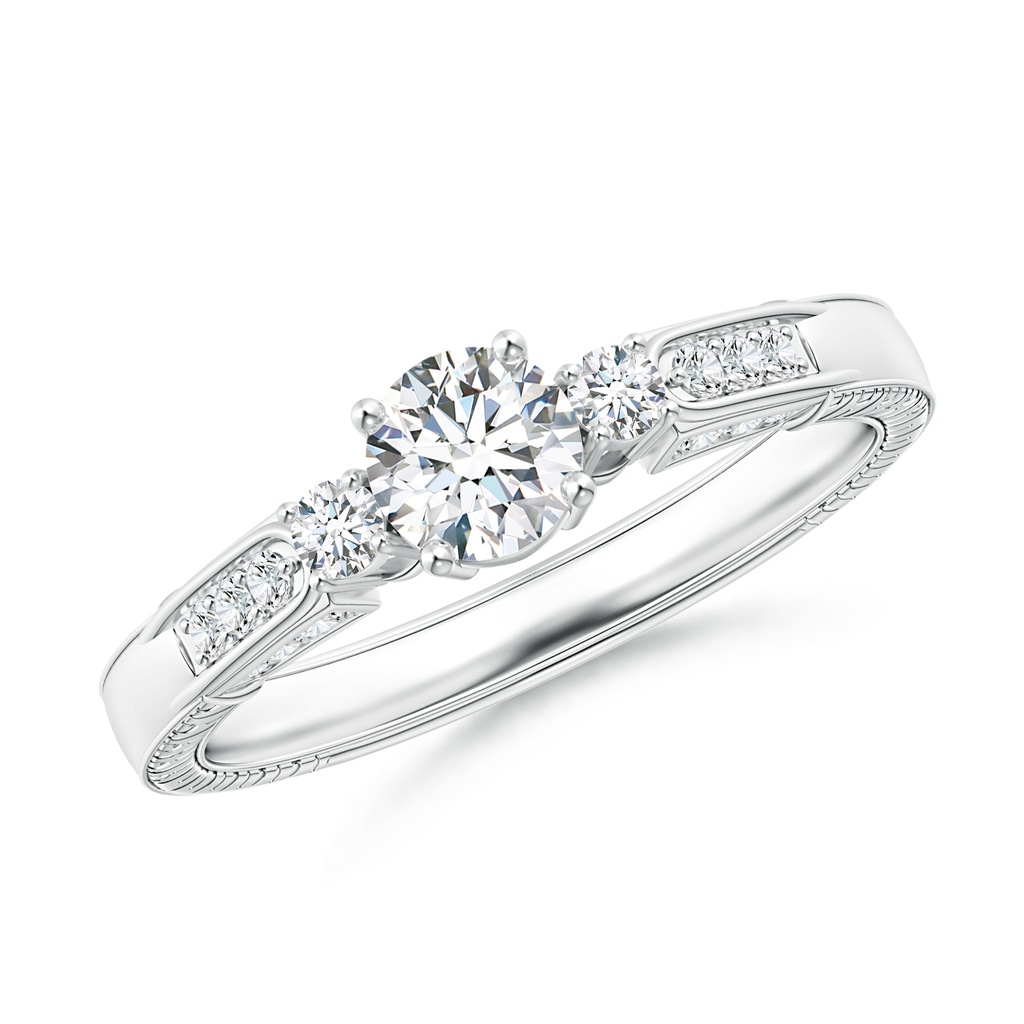 4.7mm GVS2 Three Stone Round Diamond Ring in P950 Platinum