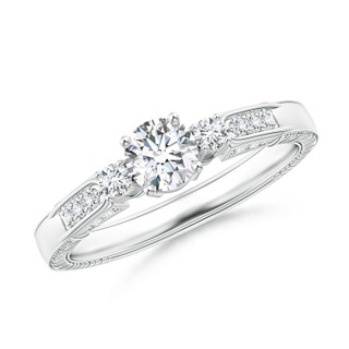 4.7mm GVS2 Three Stone Round Diamond Ring in White Gold