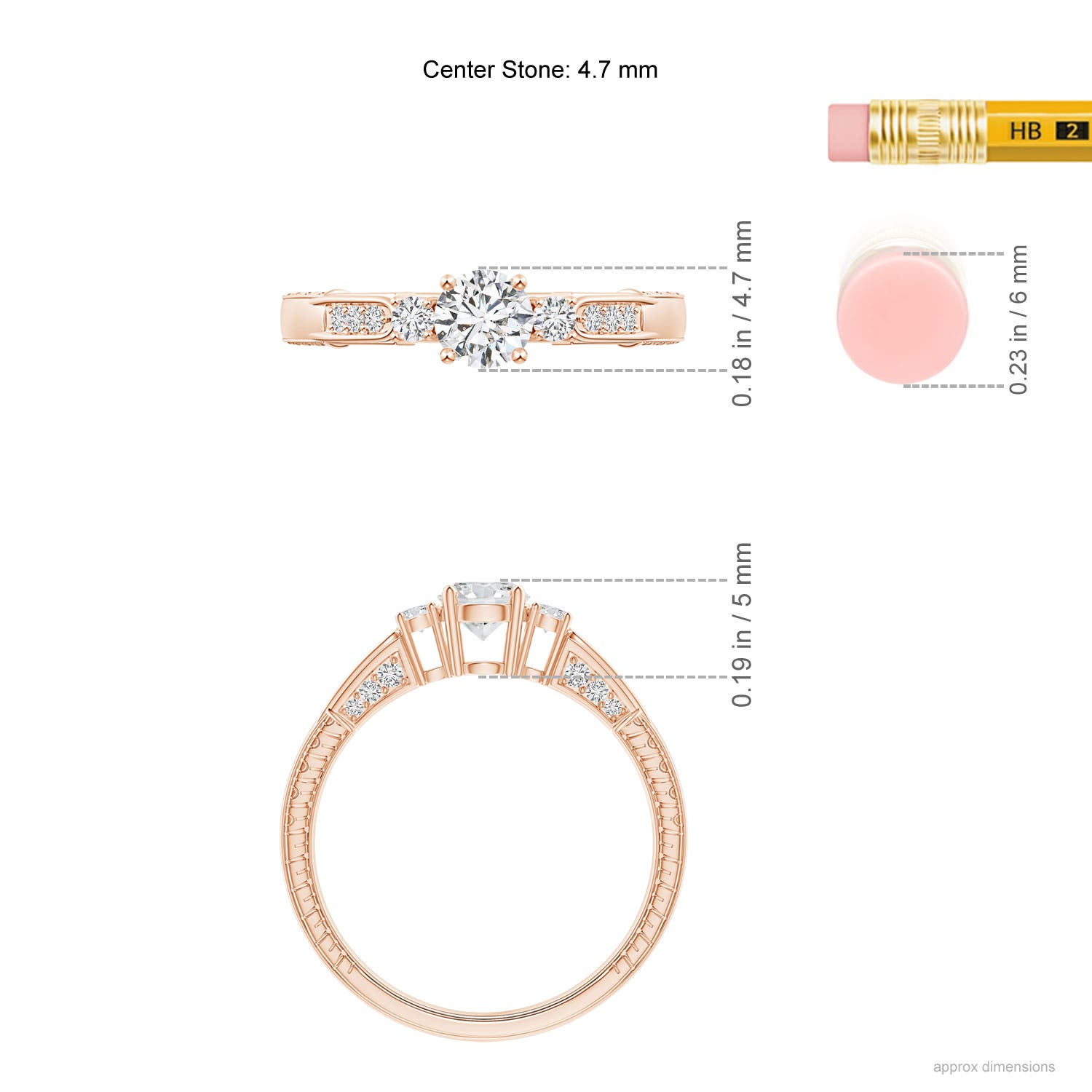 H, SI2 / 0.6 CT / 14 KT Rose Gold