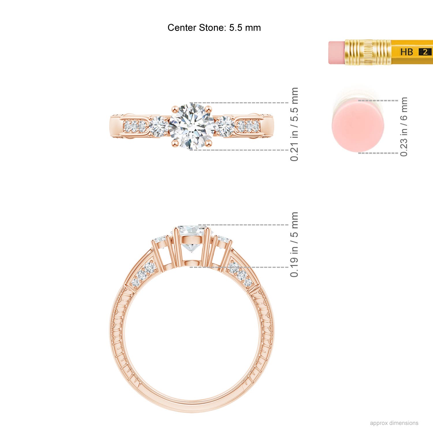 G, VS2 / 0.92 CT / 14 KT Rose Gold