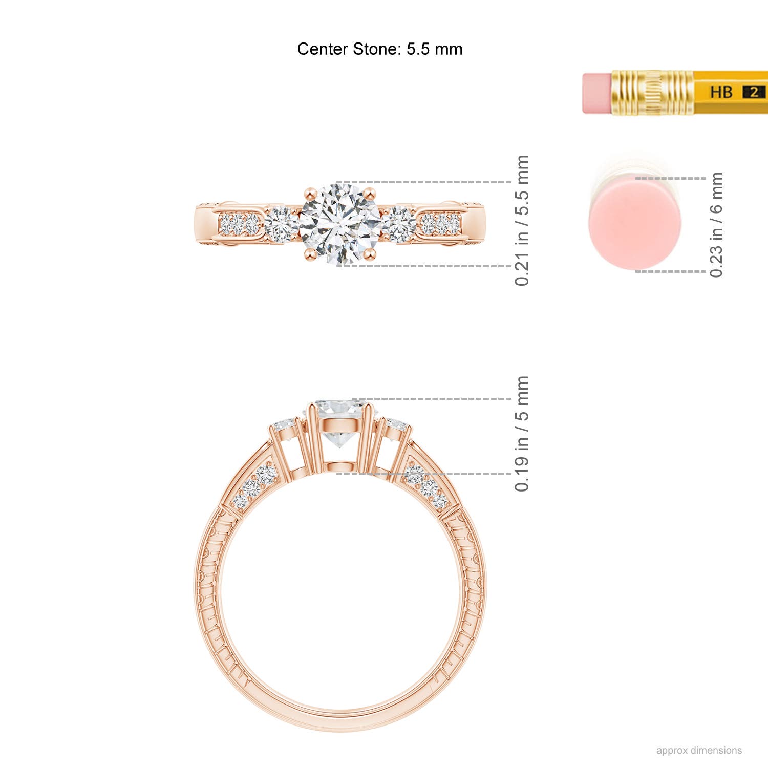 H, SI2 / 0.92 CT / 14 KT Rose Gold