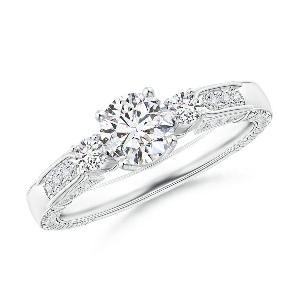 5.5mm HSI2 Three Stone Round Diamond Ring in White Gold 