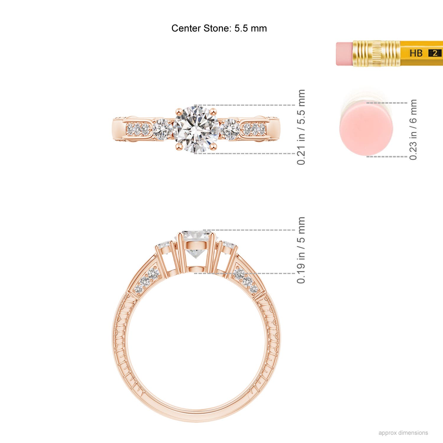 I-J, I1-I2 / 0.92 CT / 14 KT Rose Gold