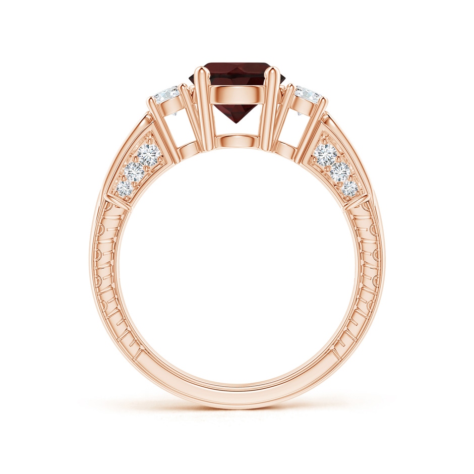 7mm A Three Stone Round Garnet and Diamond Ring in Rose Gold side-1