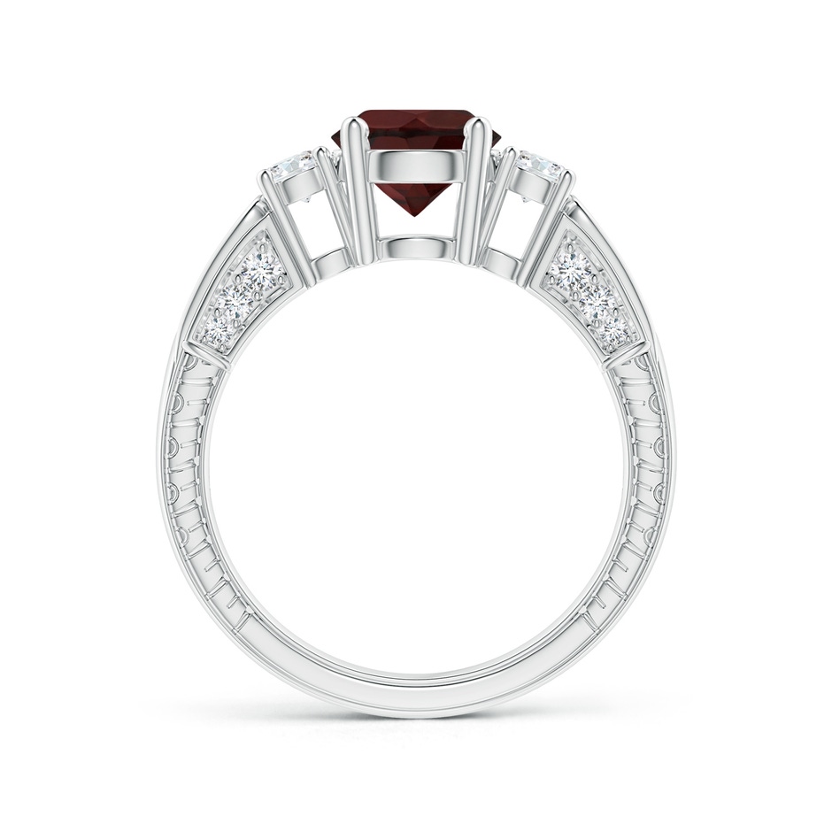 7mm A Three Stone Round Garnet and Diamond Ring in White Gold side-1