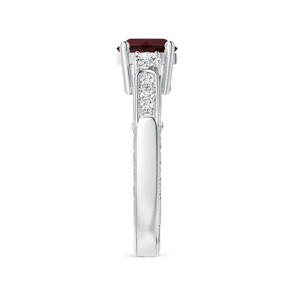 7mm A Three Stone Round Garnet and Diamond Ring in White Gold side-2