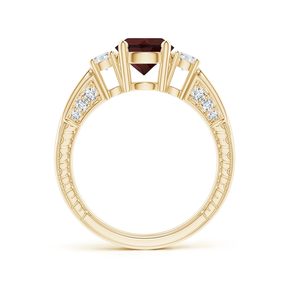 7mm A Three Stone Round Garnet and Diamond Ring in Yellow Gold side-1