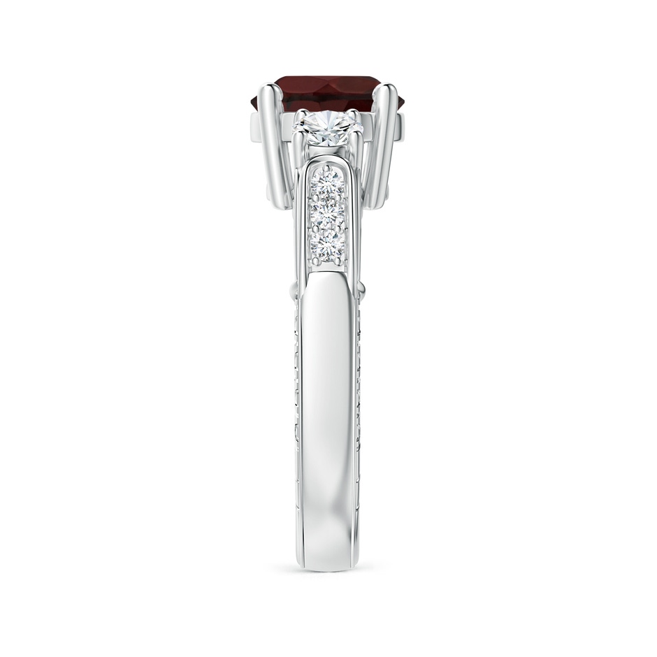 8mm A Three Stone Round Garnet and Diamond Ring in White Gold side-2